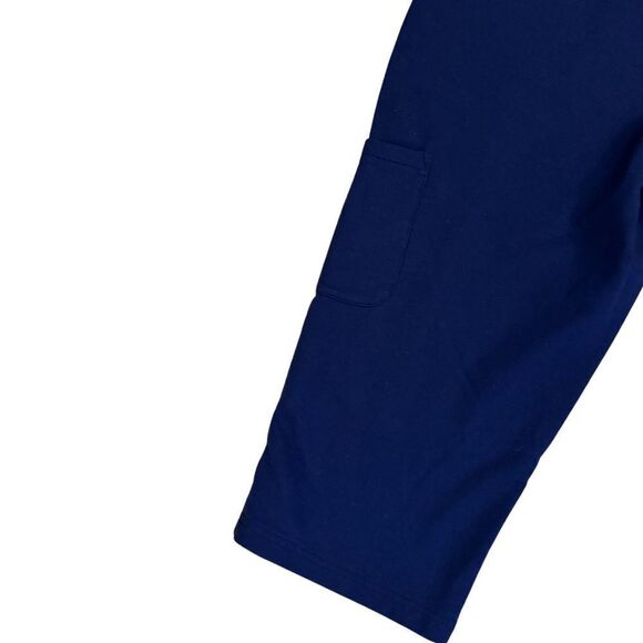 "As Is" Denim & Co. Active French Terry Cargo Capri Pants Navy Blue - Size Small - Picture 4 of 7